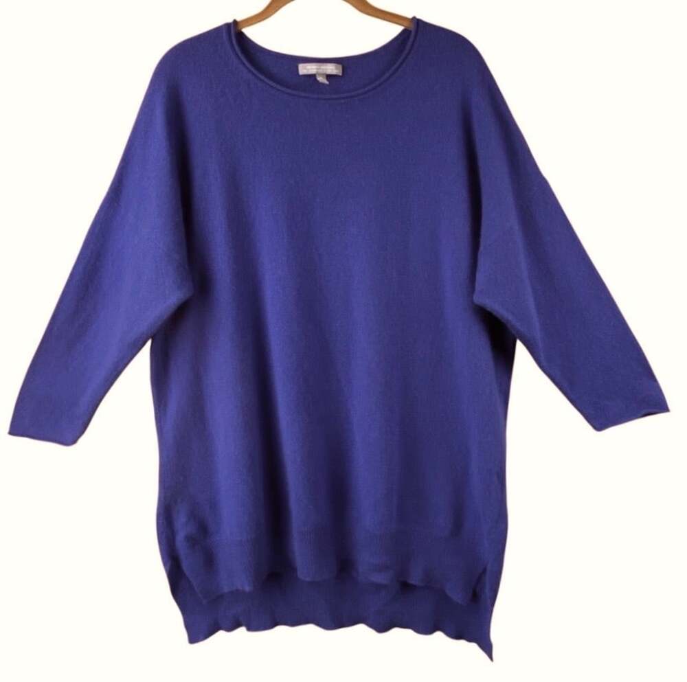Neiman Marcus 100% Cashmere Tunic Sweater Blue